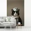 Kat - Kokskleding - Zwart - Wit fotobehang vinyl groot -woonkamer
