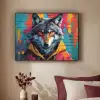 Graffiti - Wolf - Street art - Blauw Textielframe zwart klein -sfeer1