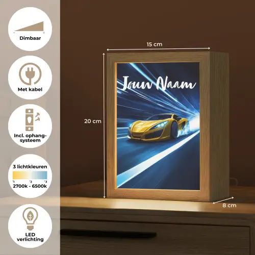 Auto - Geel - Race - Blauw Light Box met kabel (Kinderlampje) klein -USP_NL