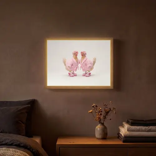 Kippen - Badjas - Krukspelden - Hakken Light Box met batterij (Wandlamp) middel -sfeer4