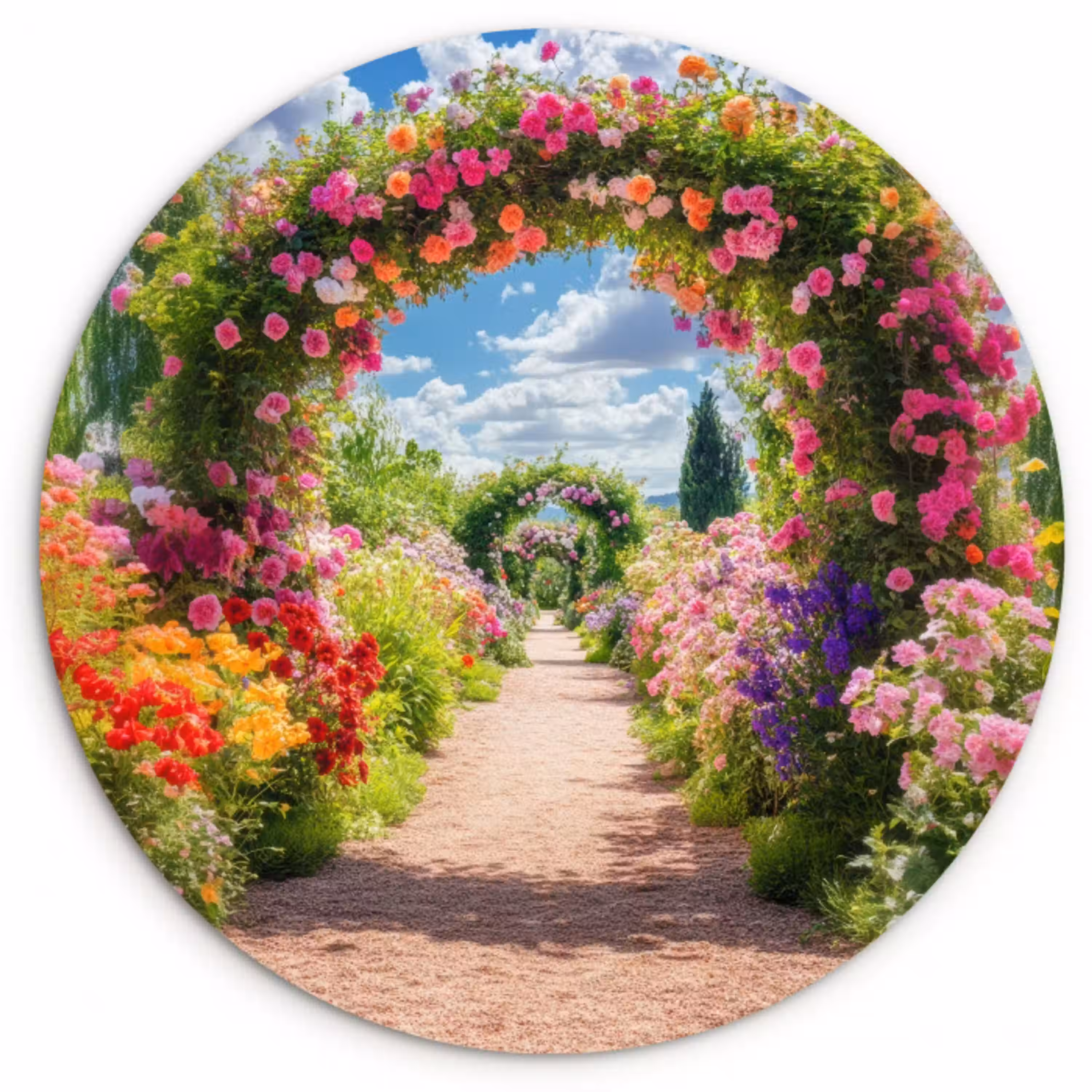 Doorkijk - Bloemen - Kleurrijk - Natuur Wandcirkel plexiglas klein -3d