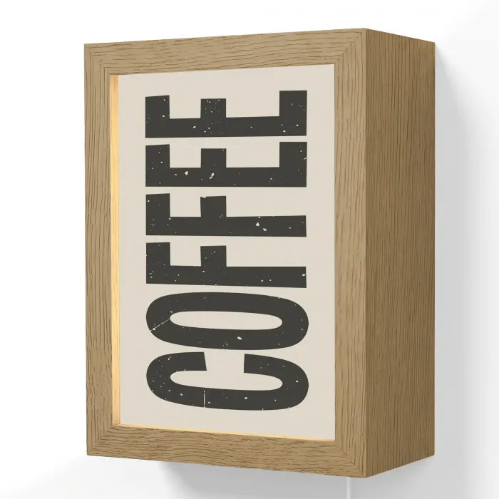 Japandi - Koffie - Decoratie - Vintage Light Box met kabel (Wandlamp) klein -3d