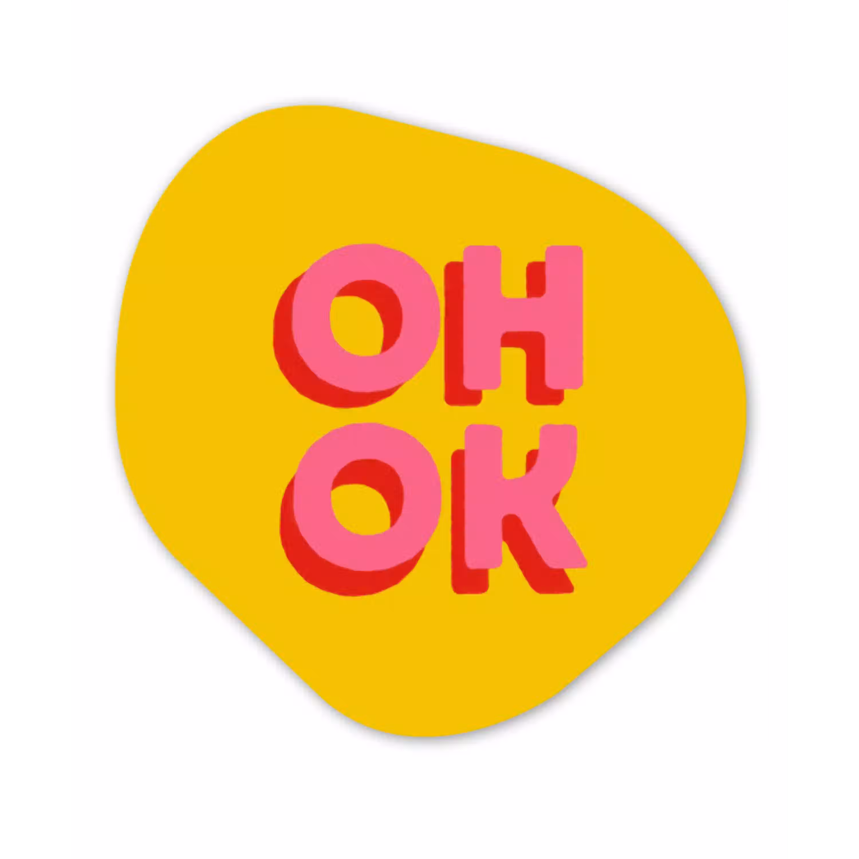 Oh ok - 3D - Geel - Roze Wandcirkel Organisch Aluminium middel -3d