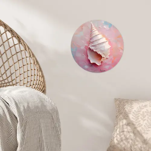 Schelp - Pastel - Pink Wandcirkel behangsticker klein -sfeer4