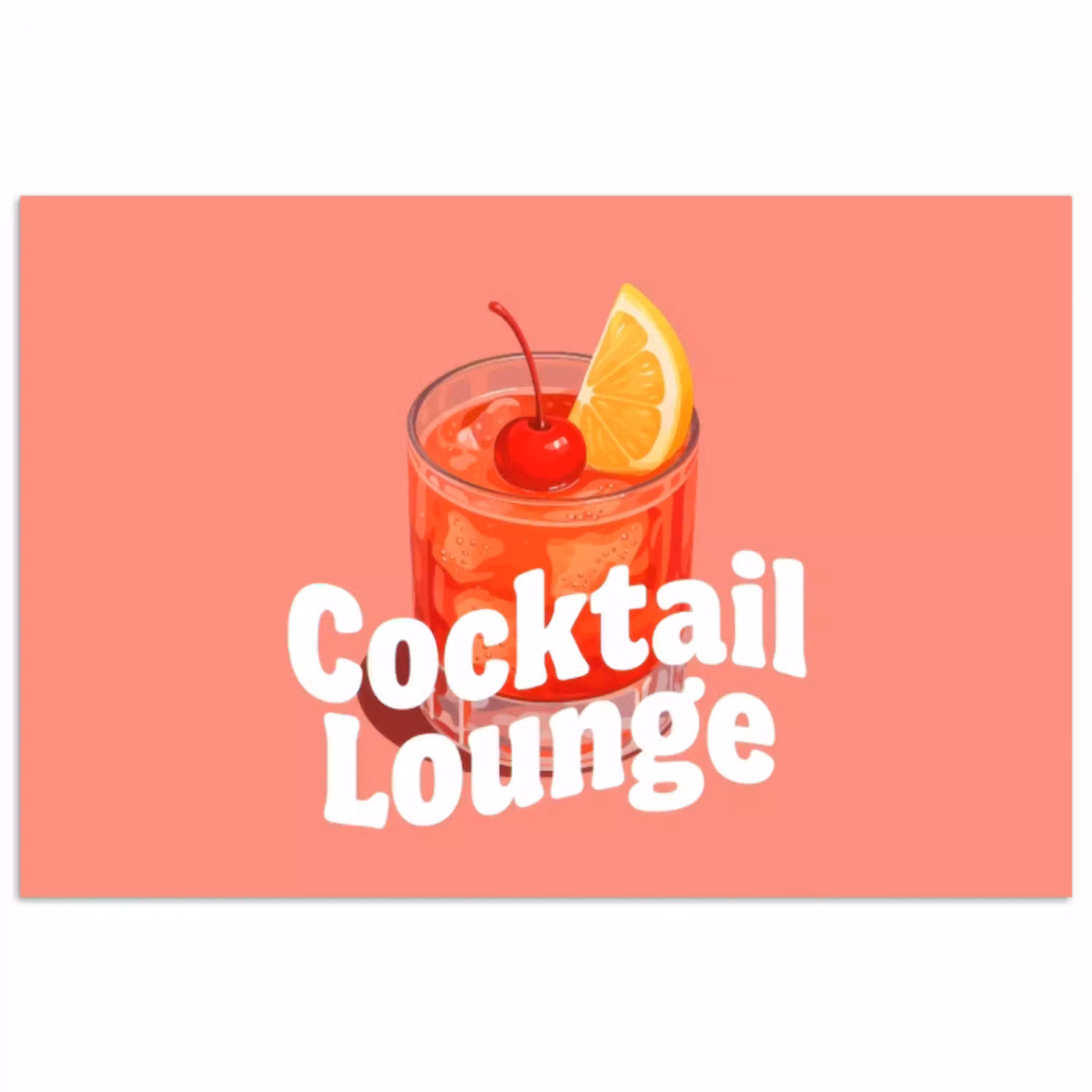 Cocktail Lounge - Glas - Koraal poster papier klein -3d
