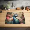 Pauw - Vogel - Bloemen - Planten - Pauwenveren Inductie beschermer vinyl 3mm groot -sfeer5