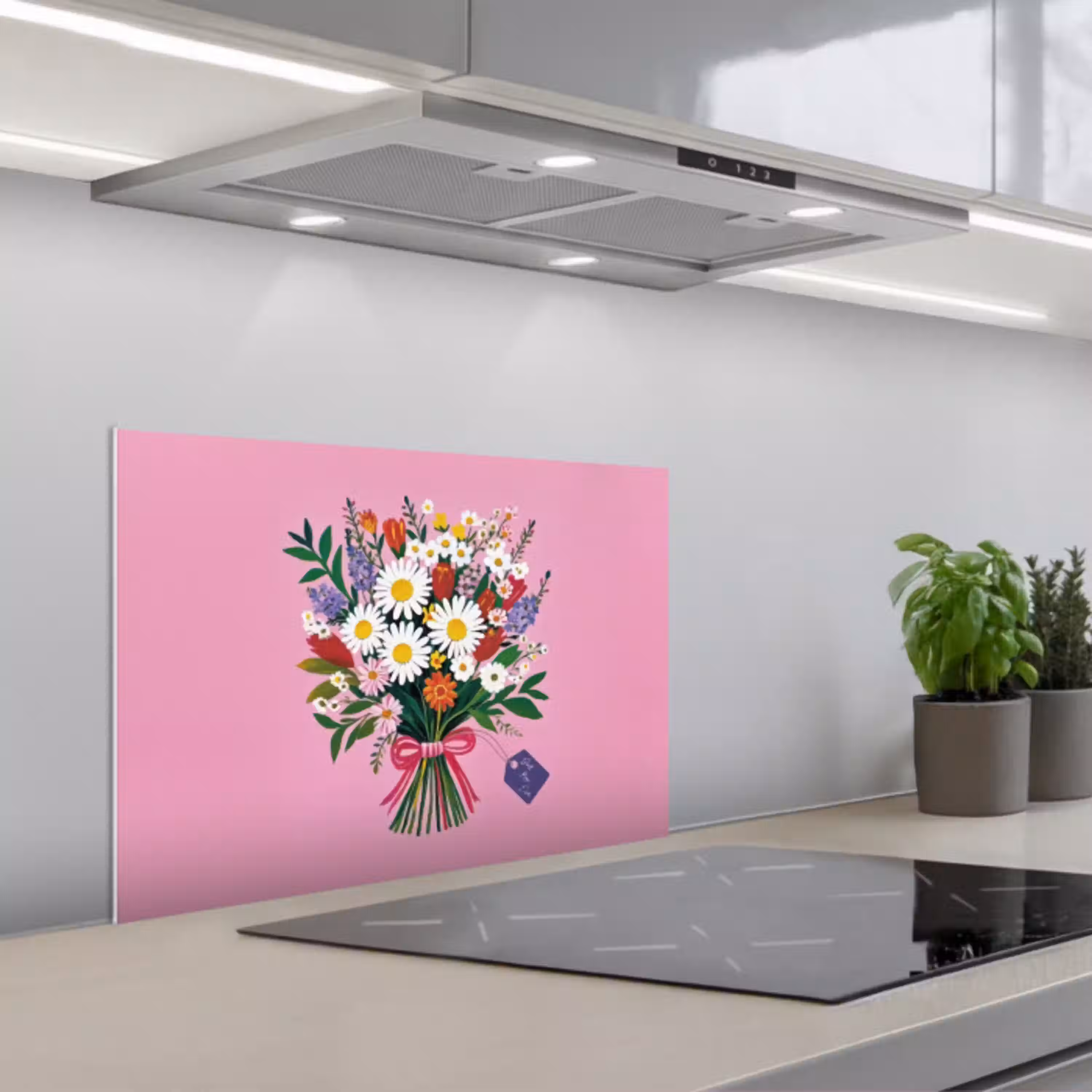 Bloemen - Quote - Kaartje - Kleurrijk keuken achterwand spatscherm klein -3d_schuin
