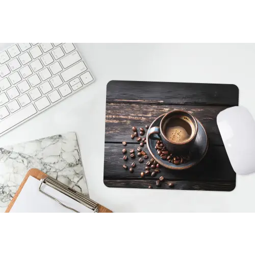 Kop - Koffie - Hout - Bonen muismat rubber klein -witbureau