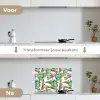 Bladeren - Flamingo - Bloemen - Jungle keuken achterwand spatscherm klein -voor_na_NL