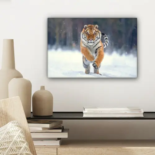 Tijger - Landschap - Sneeuw - Winter - Dieren canvas 2cm klein -sfeer6