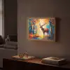 Hert - Bosdieren - Natuur - Kunst Light Box met batterij (Wandlamp) middel -sfeer1