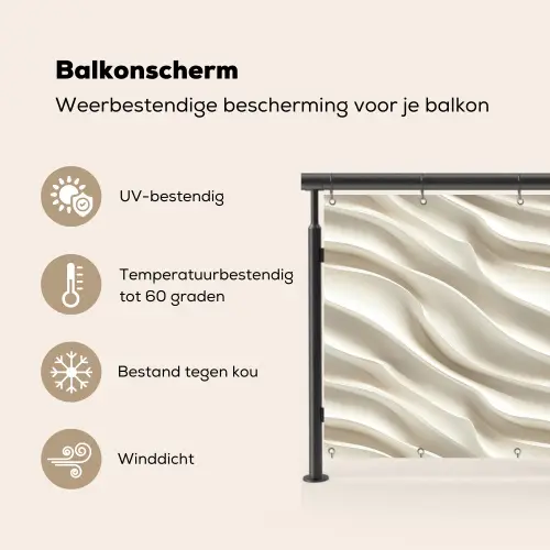 Diagonaal - Golven - Crème Balkonbeschermer Duitsland klein 596 -specs_NL