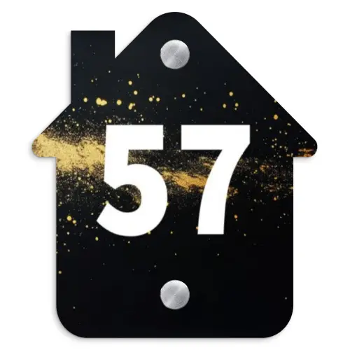 Gouden verfspatten - Traditioneel Naambord Huisje klein -3d