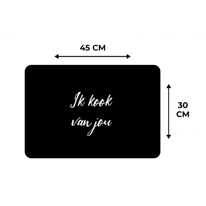 Quotes - Spreuken - Ik kook van jou - Liefde - Partner Placemat vinyl groot -specs
