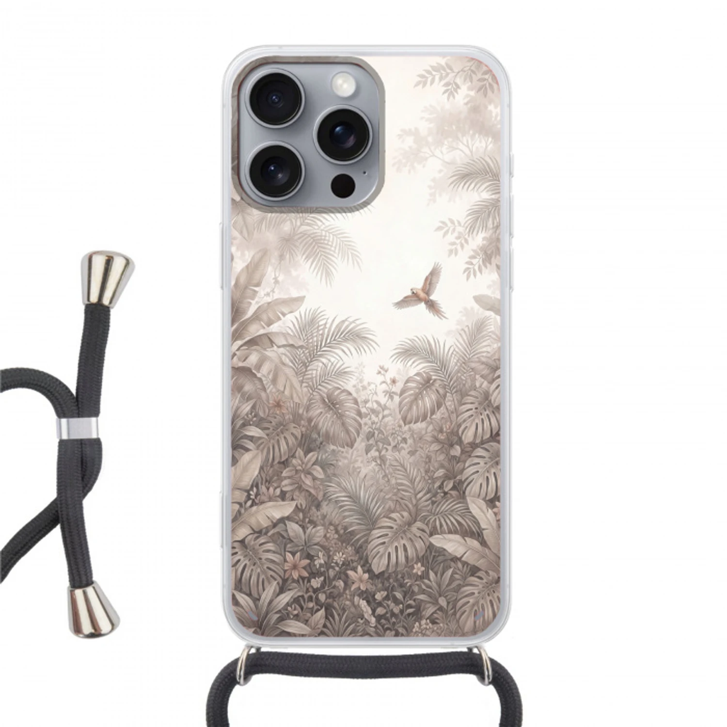 Papagaai - Jungle - Tropisch Hoesje iPhone 16 Pro Max met koord klein -3d