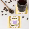 More coffee - Geel - Paars - Strepen - Mok onderzetter kurk middel -sfeer2