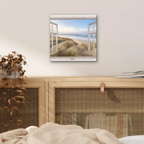 Doorkijk - Zee - Strand - Duinen aluminium wit klein -sfeer3