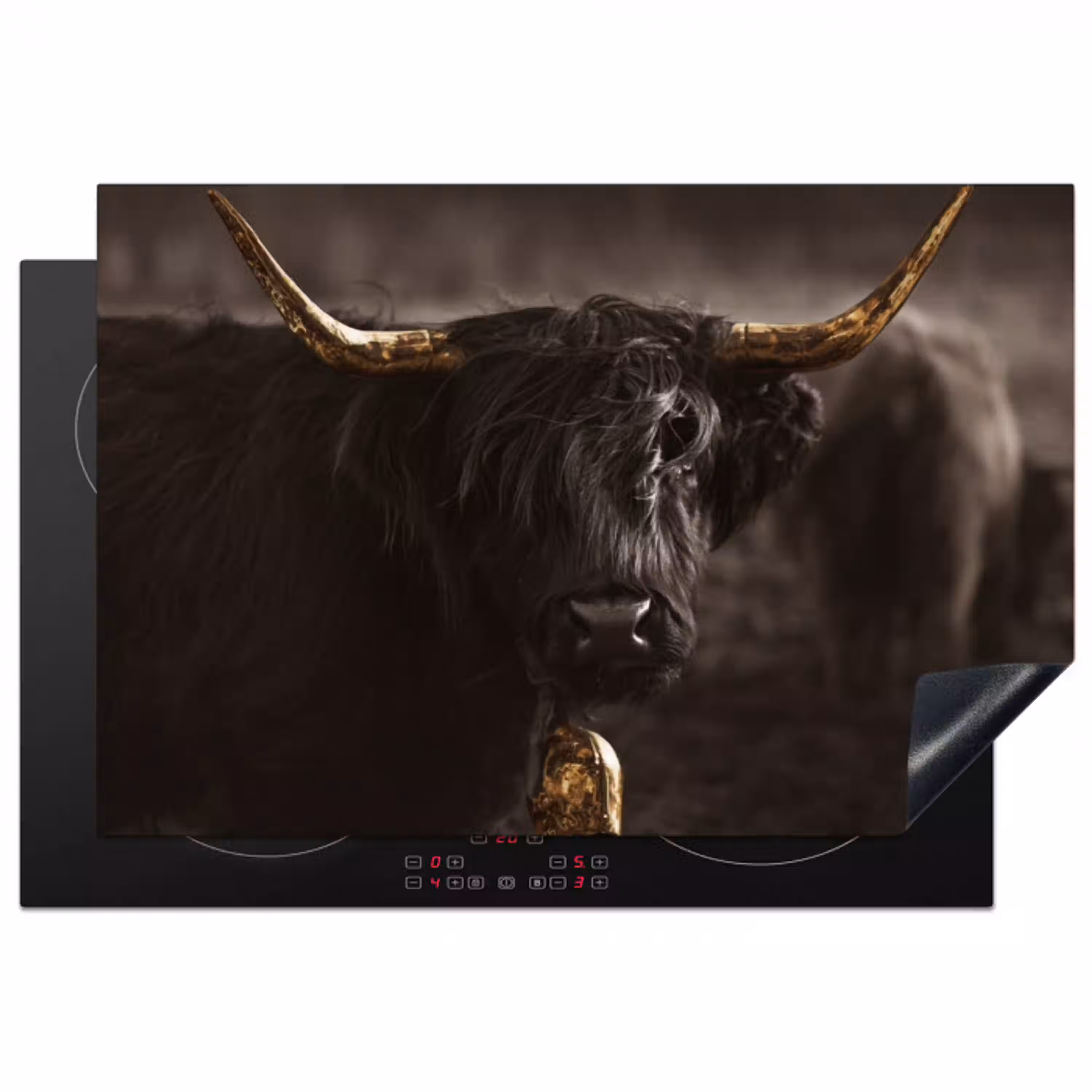 Schotse hooglander - Goud - Koebel - Hoorns - Dieren Inductie beschermer vinyl 3mm klein -3d