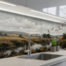 Eenden - Rivier - Landschap - Vlucht - Nostalgisch keuken achterwand 2 middel -3d_schuin