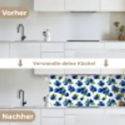 Bessen - Patroon - Blauw keuken achterwand 2 middel 871 -voor-na_DE