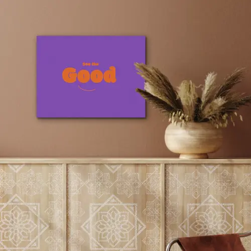 See the good - Oranje - Paars - Smiley PET vilt klein -sfeer4