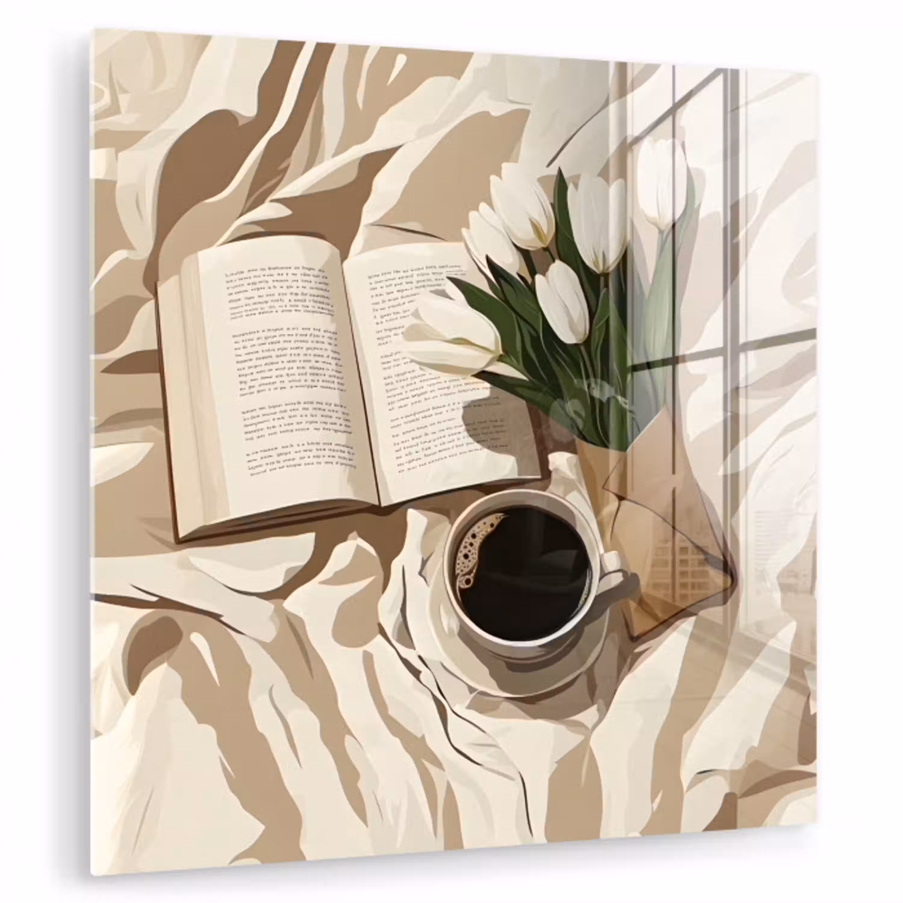 Boek - Illustratie - Tulpen - Koffie plexiglas 5mm klein -zzzproduct_nieuw