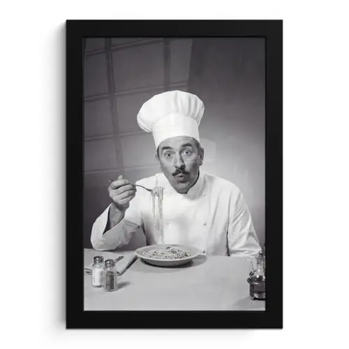 Chef - Spaghetti - Pasta fotolijst zwart zonder passe partout klein -3d