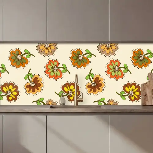 Design - Bloemen - Retro - Vintage keuken achterwand 2 middel 871 zz_3dshopping