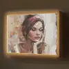 Vrouw - Verflook - Portret - Modern Light Box met batterij (Wandlamp) middel -z3d_website