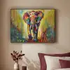 Olifant - Kunst - Schilderij - Dieren - Regenboog Textielframe zwart klein -sfeer1