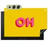 Geel - Roze - Oh - 3D Inductie beschemer met haakjes klein -3d