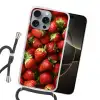 Aardbei - Fruit - Rood Hoesje iPhone 16 Pro Max met koord klein -sfeer1