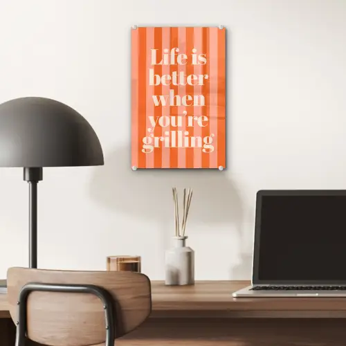 Tekst - Gestreept - Oranje - Zomer plexiglas 5mm klein -sfeer6