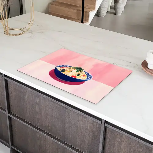 Rijst - Illustratie - Kom - Groente Inductie beschermer vinyl 3mm klein -sfeer8