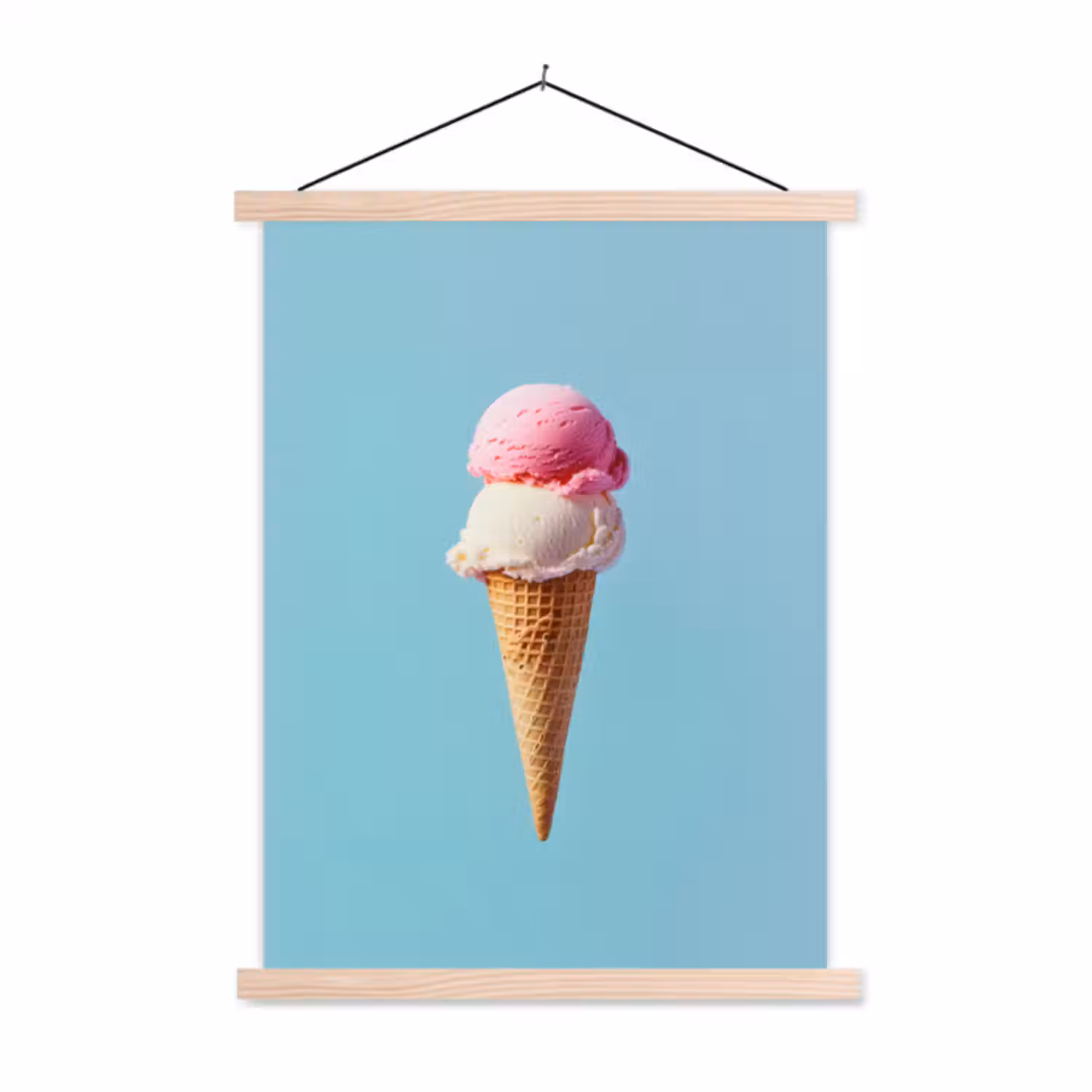 Schoolplaat -  Bolletjes - Schepijs - Hoorntje - Blauw