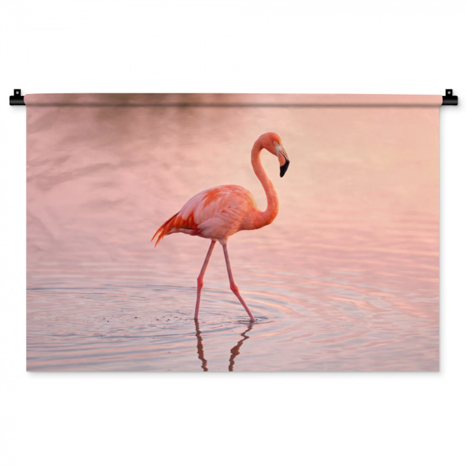 Flamingo - Water - Roze Wandkleed katoen middel -zz3d