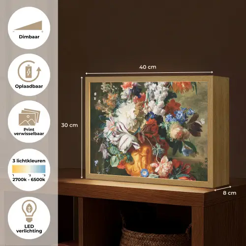 Kunst - Oude meesters - Boeket bloemen in een urn Light Box met batterij (Wandlamp) middel -USP_websiteoverzichtNL