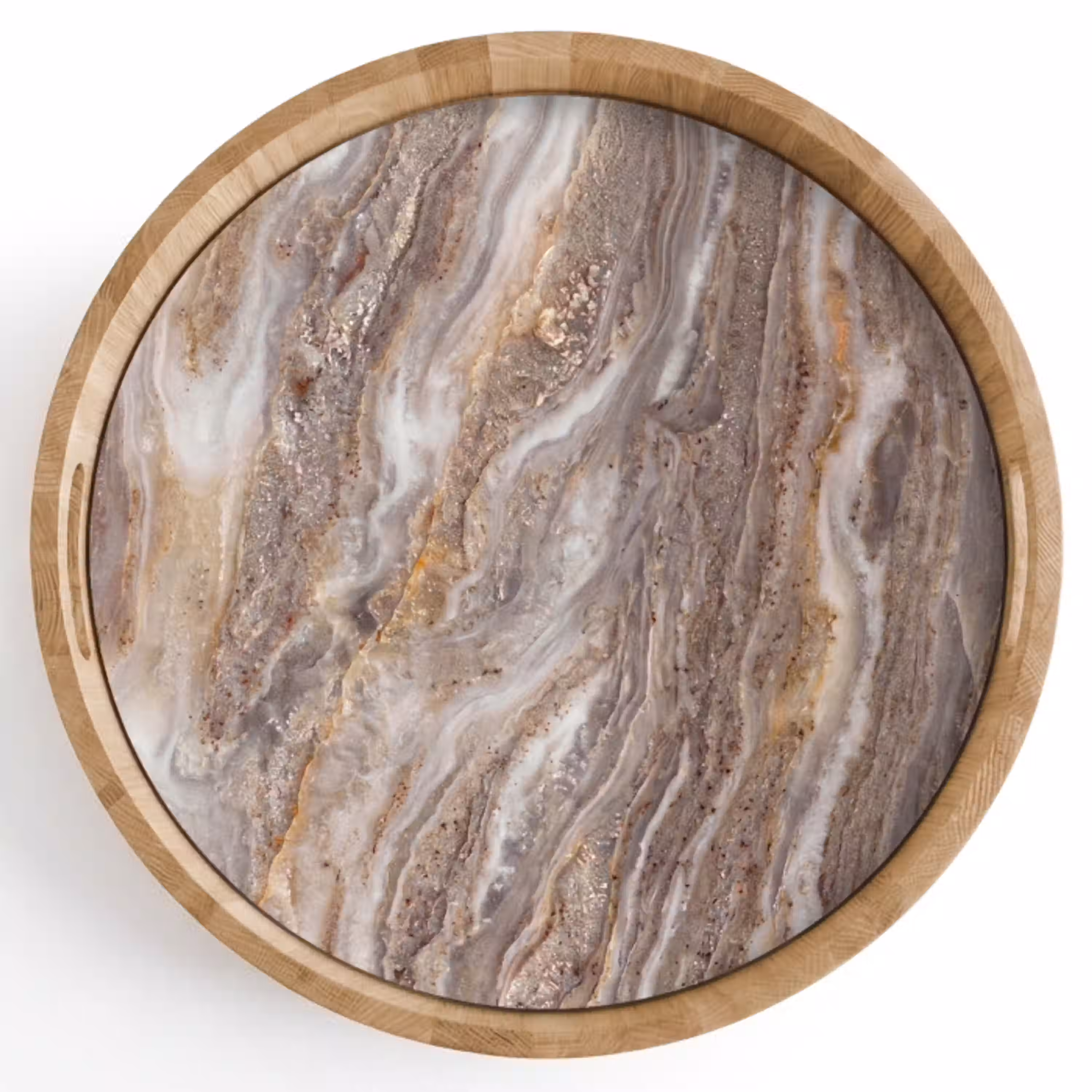 Textuur - Steen - Abstract - Beige Dienblad Rond middel -z3d_shopping