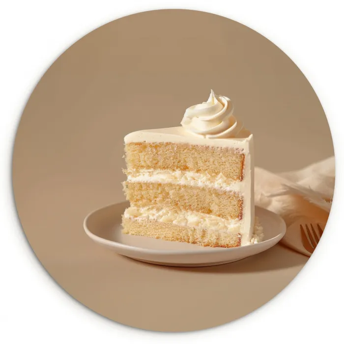 Vanilletaart - Cake - Romig Wandcirkel kunststof plaat 5mm dik klein -3d