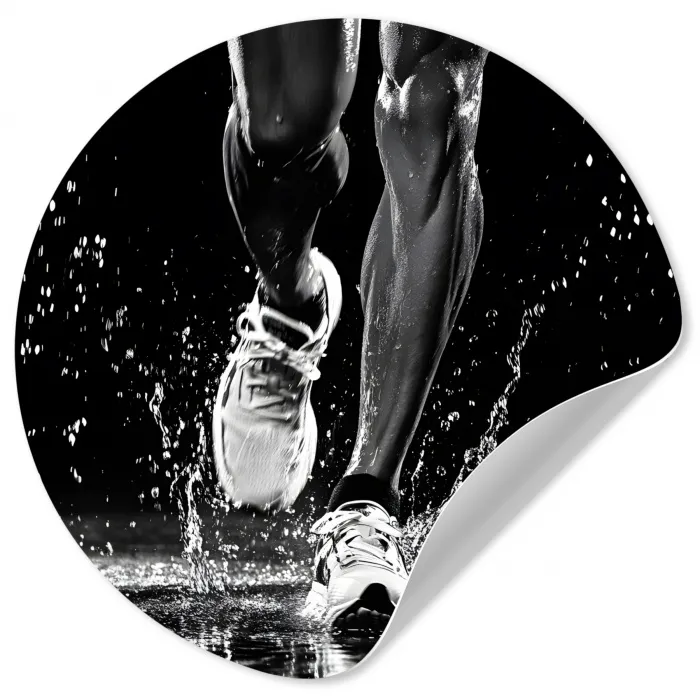 Hardloopschoenen - Rennen - Druppels - Zwart Wandcirkel behangsticker klein -3d