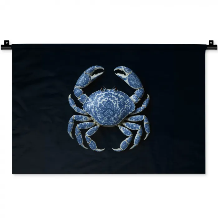 Krab - Delfts blauw - Dieren Wandkleed katoen klein -zz3d