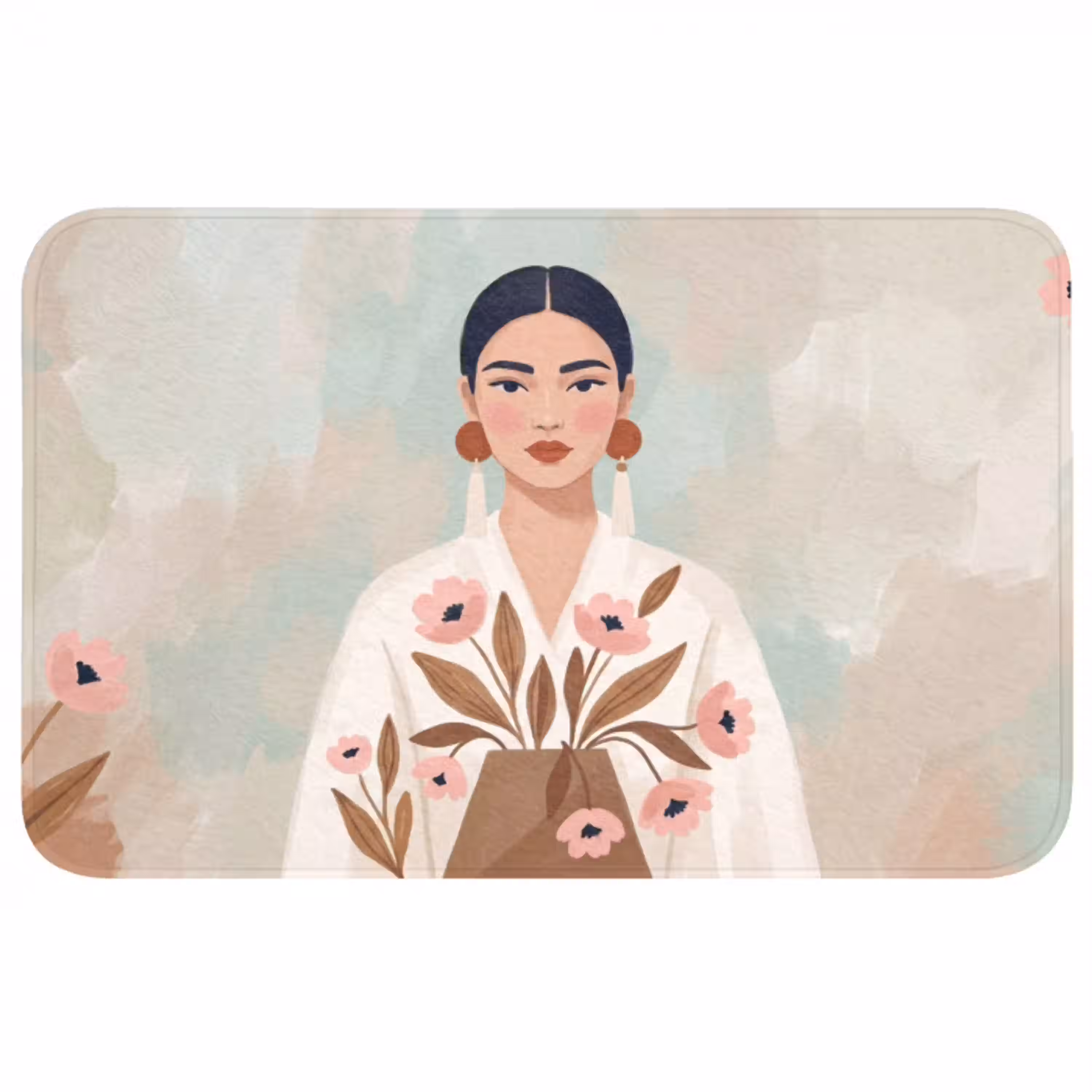 Vrouw - Kimono - Pastel Badmat middel -3d