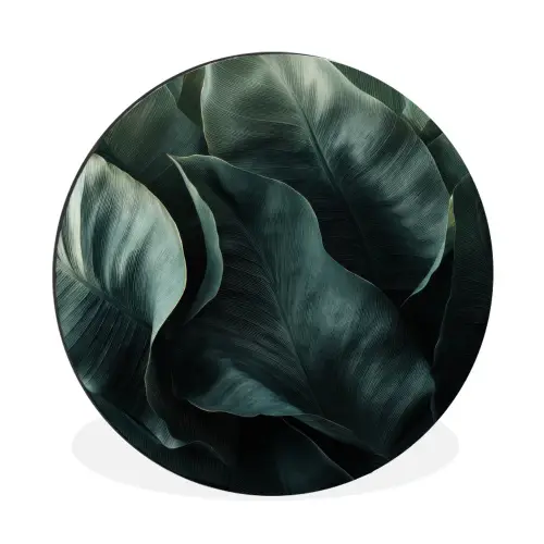 Groen - Bladeren - Glad - Nerven Wandcirkel aluminium klein -3d