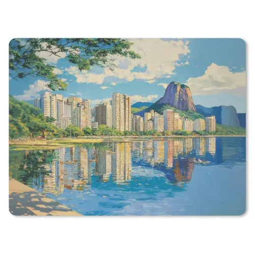 Berg - Skyline - Strand - Water muismat rubber klein -3d