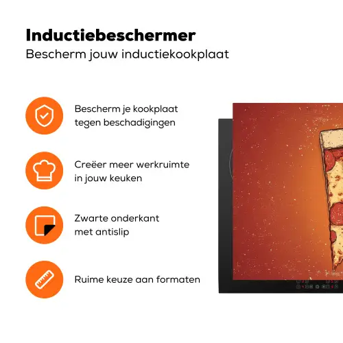 Pizza - Kaas - Rood - Pepperoni Inductie beschermer vinyl 3mm klein -zzzzzzz-td-ups