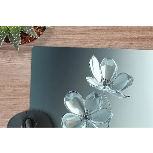 Kristal - Bloemen - Grijs muismat rubber klein -closeup