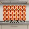 Geometrisch - Retro - Oranje keuken achterwand spatscherm klein 900 -3d_website
