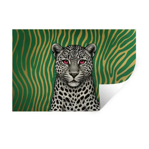 Panter - Zebrapatroon - Groen Muursticker klein -3d