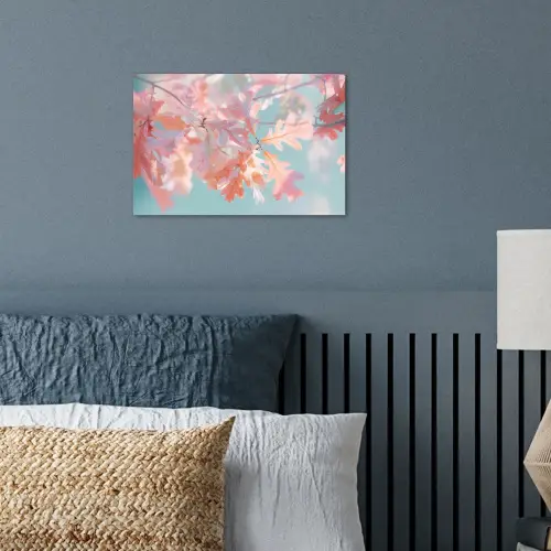 Eikenbladeren - Takken - Roze poster papier klein -sfeer2