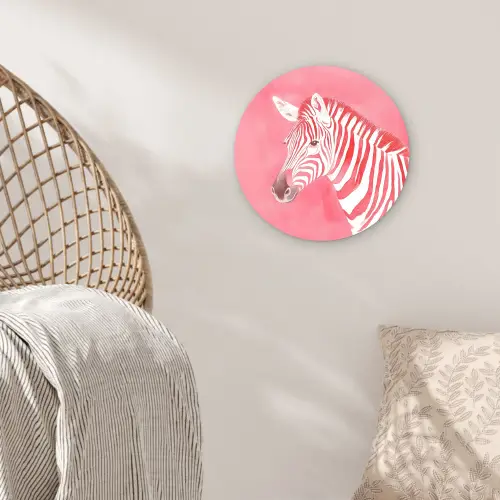 Zebra - Pink - Verf Wandcirkel plexiglas klein -sfeer5